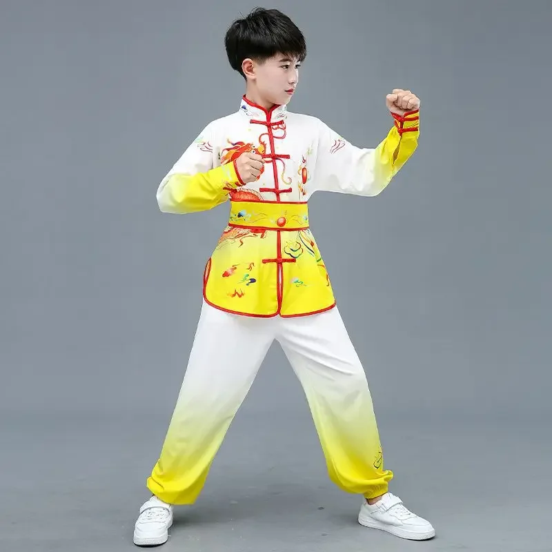 

Children's Chinese Style Dragon Dance Tai Kung Fu Martial Arts Practice Student Physical Examination Training Performance Suit