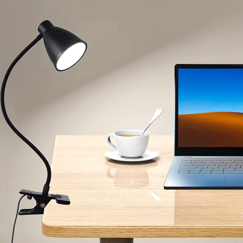 

Светодиодная настольная лампа с зажимом для USB-подсветки для книг 360° ° Гибкая защита глаз на гибкой шее, 3-я регулируемая яркость для прикроватной лампы для чтения