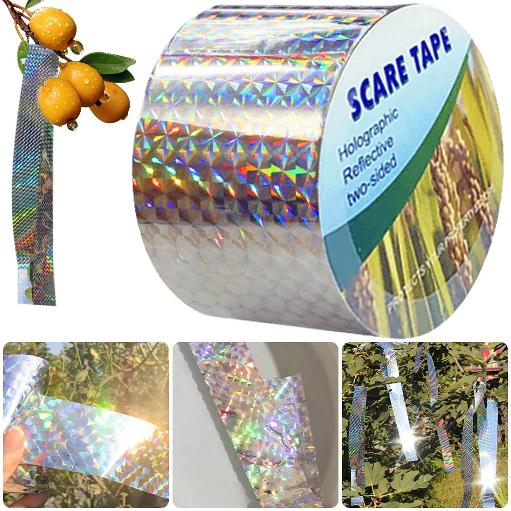 2.4cmx50m/4.8cmx50m Reflectve Bird Scare Ribbon Double Side Laser Bird Scare Tape Keep Birds Away to Stop Damage