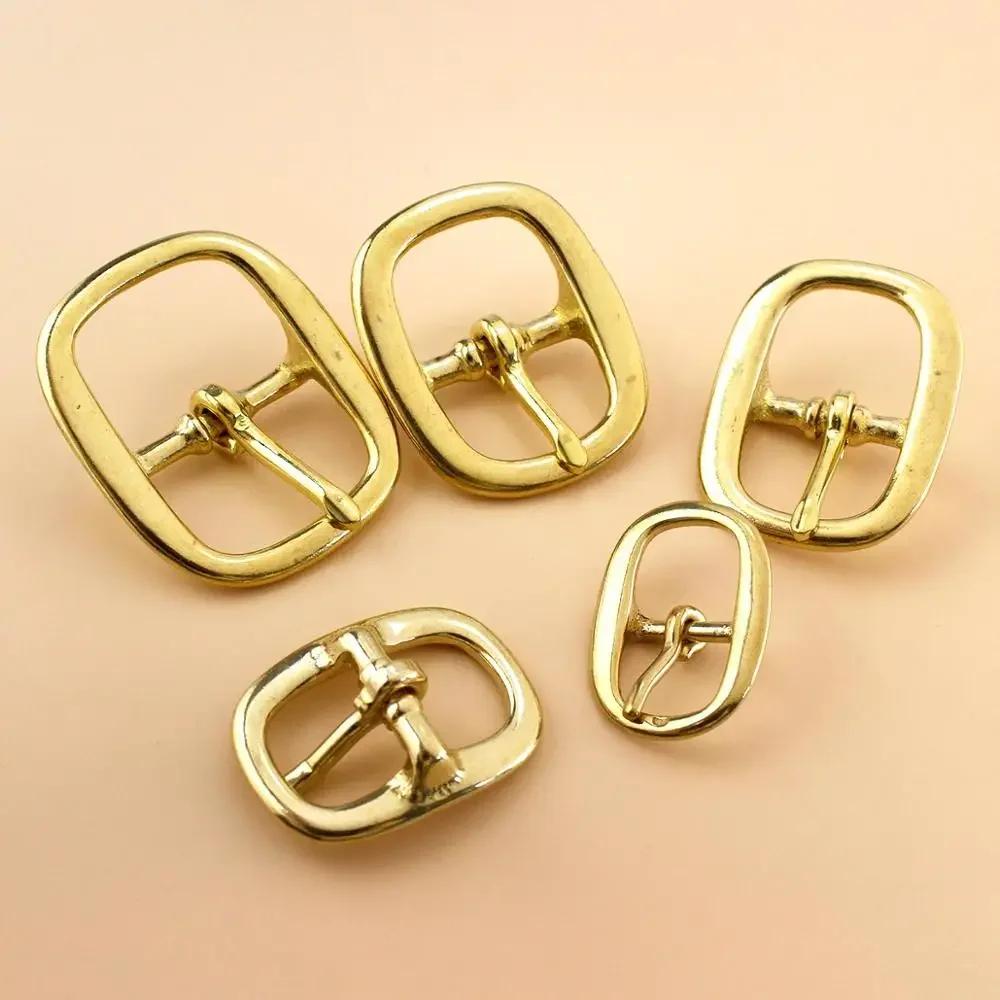 Brass Tri Glide Belt Buckle Middle Center Bar Buckle Single Pin Oval for Leather Craft Bag Strap Horse Bridle Halter Harness