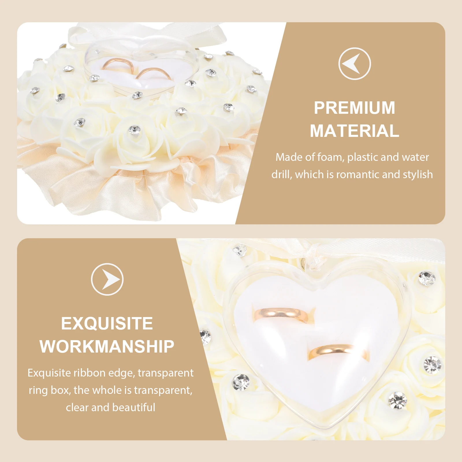 

Ring Pillow Wedding Case Rings Holder for Ceremony Bride Gifts Earring Box Jewelry Plastic Decorative Travel