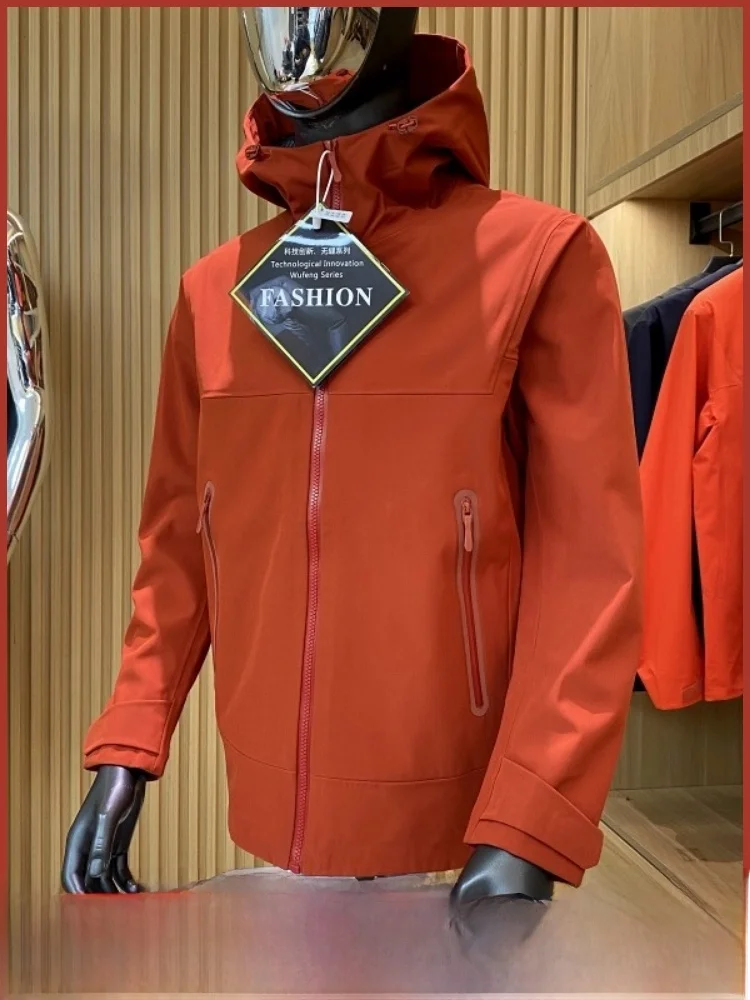 

Мужское водонепроницаемое мягкое универсальное осенне-зимнее пальто премиум-класса с узором ell Jaet Du и шляпой с уплотнением в полный заклепок