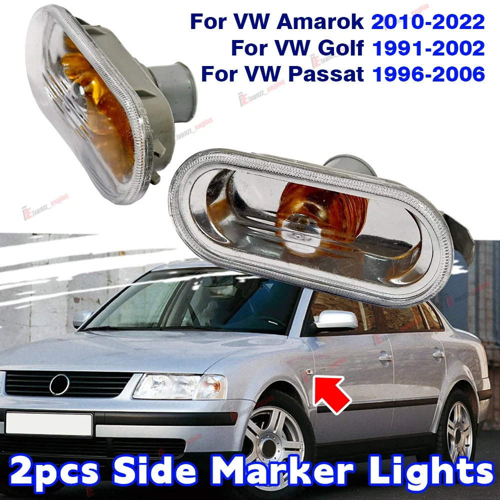 

2Pcs Clear Front Fender Light Side Marker Light Indicator Flasher Lamp For VW Amarok Golf T5 Polo Passa For Ford Focus C-Max