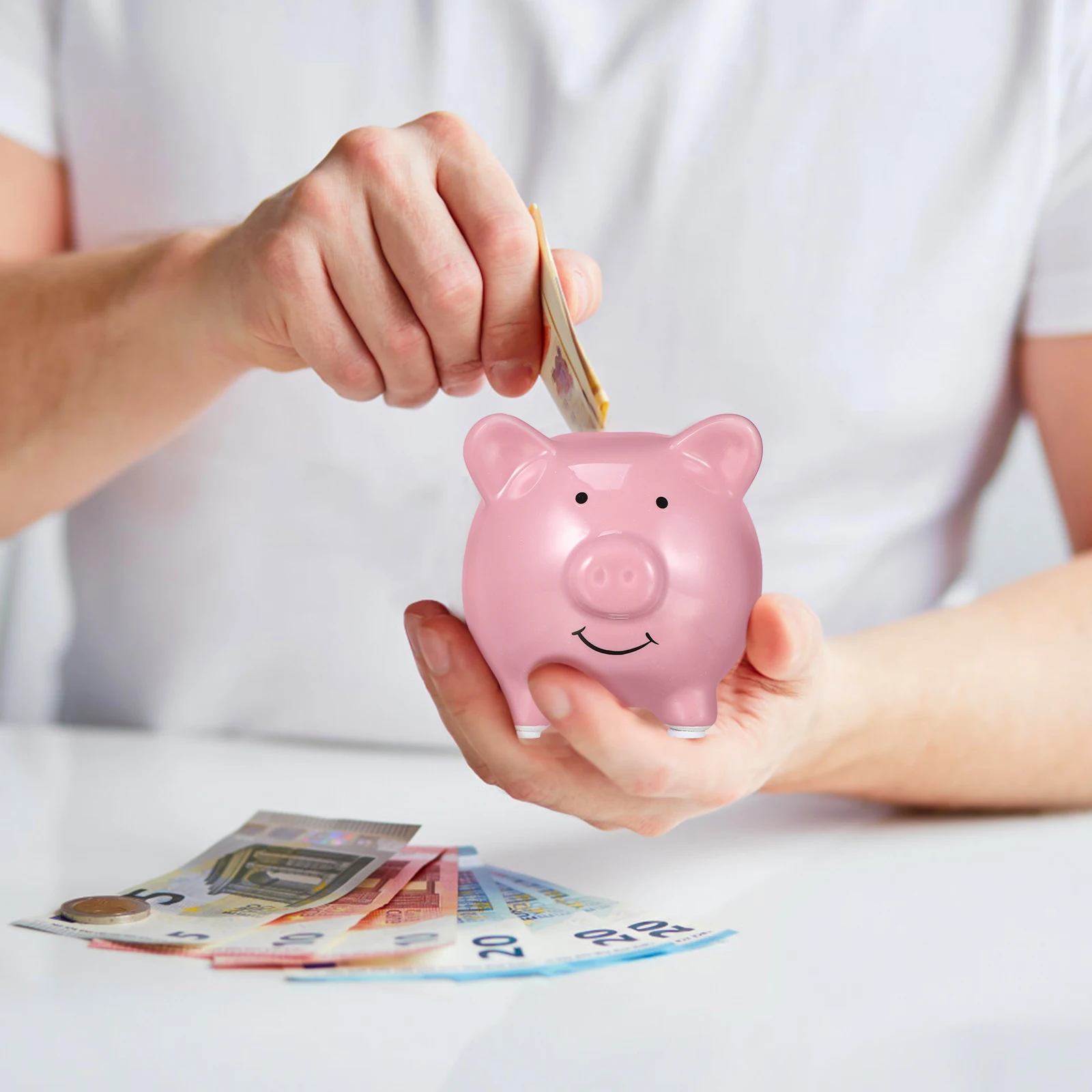 حصالة من السيراميك مع سدادة مطاطية وعاء توفير المال الوردي لديكور غرفة الحضانة وعاء توفير الهدايا