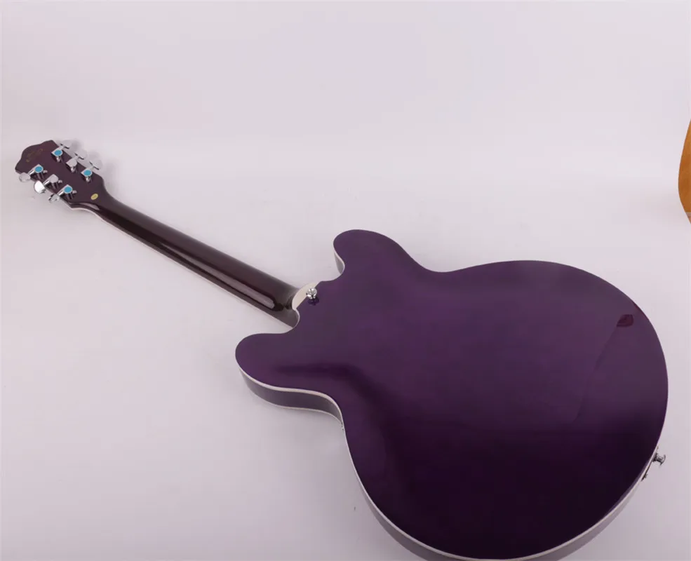 

Good quality hollow body f hole purple double cutaway electric jazz guitar electricas guitare guiter guitarra gitar guitars