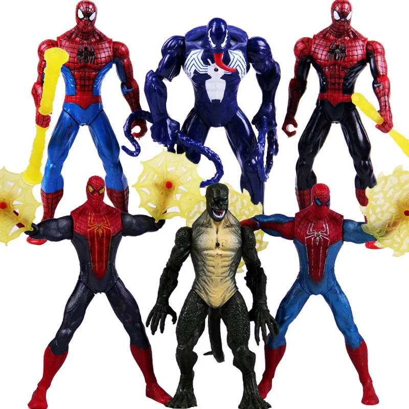 6PCS/Set Marvel Venom Spiderman Anime Legend Lizard The Amazing Spider-Man Action Figure Model Kids Toys