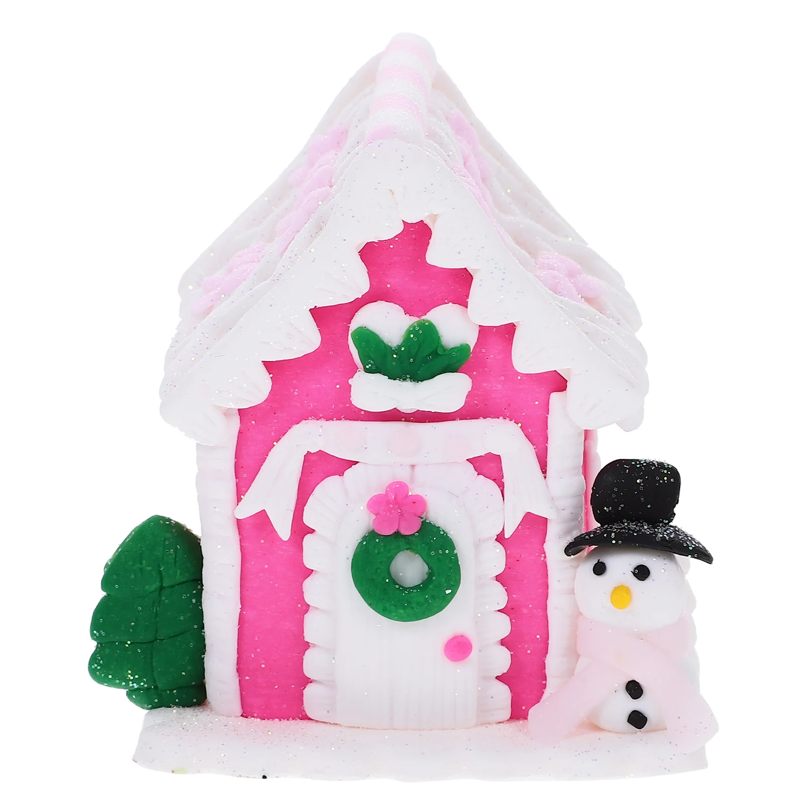 

Christmas Gingerbread House Table Ornament Festival Desktop Adornment Glowing Mini Cake