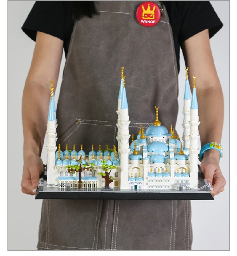 1129 قطعة المسجد الأزرق اسطنبول العمارة اللبنات الجسيمات الصغيرة لتقوم بها بنفسك الطوب هدايا للبنين بنات لعبة الطوب البناء #6