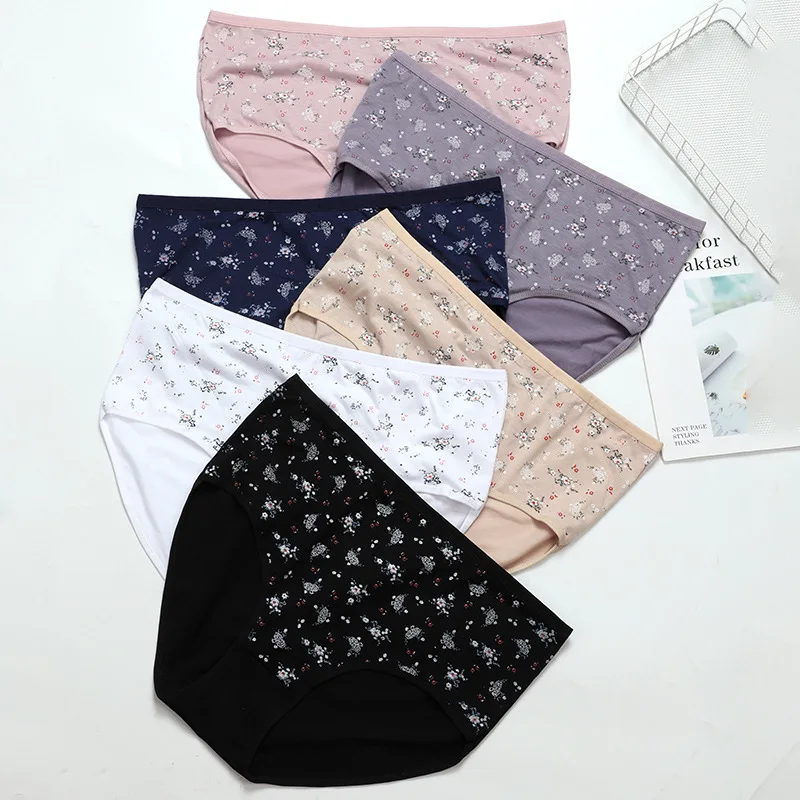3pcs Women Panties Plus Size Underwears Girls Breathable Hip Lift Underpants Lady Flower Panties Female Mid Waist Comfort Shorts