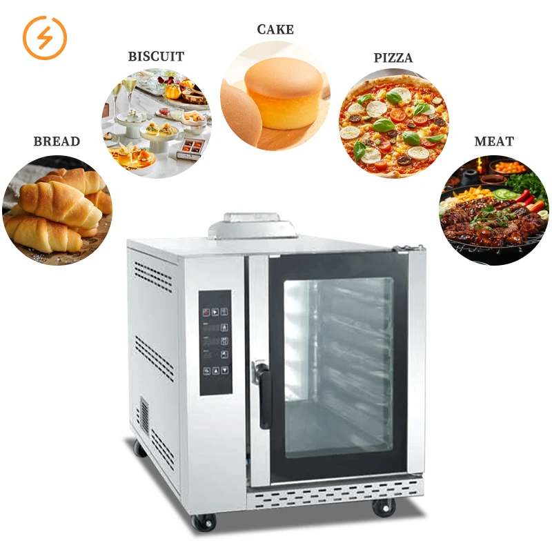 Commercial Bakery Equipment 4 5 8 10 Tray Steam Oven for Bread Baking Countertop Electric Convection Rotisserie Oven
