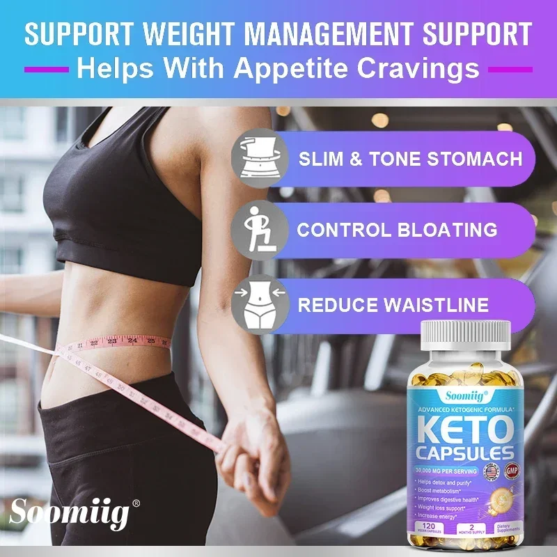 Keto Fat Burning Capsules Burn Abdominal Fat Muscle Growth Nutrition Accelerate Metabolism Detox Cleanse Intestinal Digestion