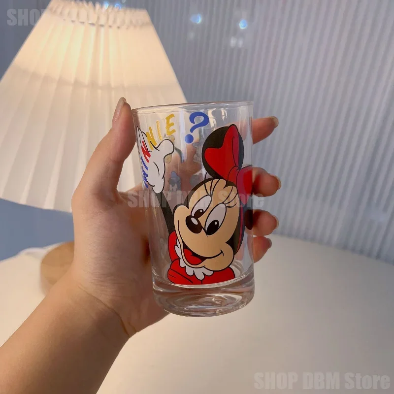 Disney Mickey Minnie Mouse Glass Coffee Cup High Heat-resistant Latte Mug Senior Water Cup Cartoon Milk Beer Juice Tea Cup Glass