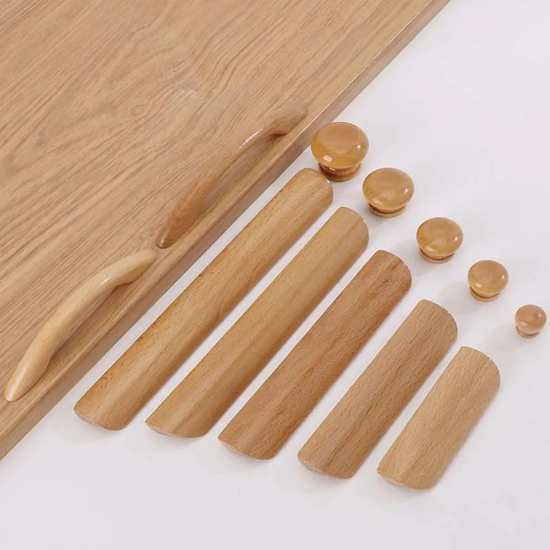 

1PCS Natural Wood Furniture Handles For Nordic Knobs For Home Cabinet Drawer Wardrobe Door Pulls Furniture Hardware Accessory