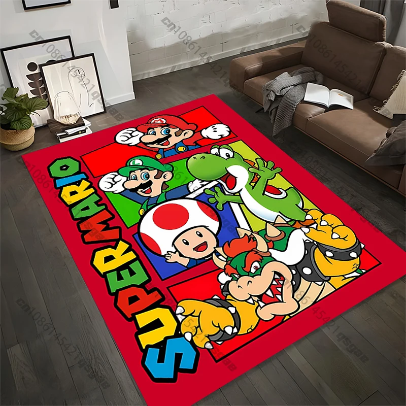 15 Sizes Super Mario Bros Movie Game Pattern Rug for Bedroom Living Room Anime Carpets for Girl Room Floor Mat Home Non-Slip Rug