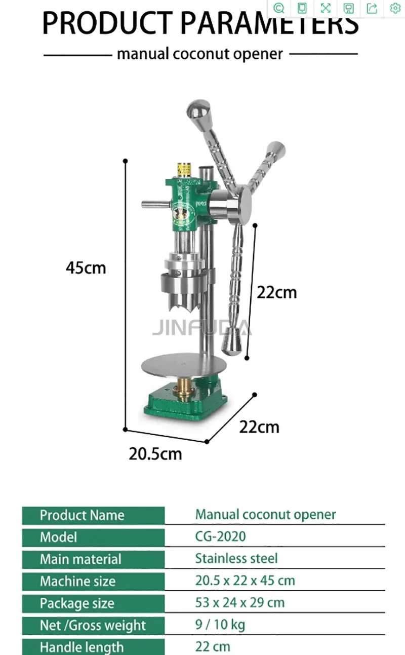 

Coconut Cutter Manual Opening Coconuts Machine Stainless Steel Capping Cover Drilling Machine