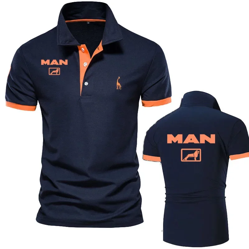 MAN Truck printing 2024 Men's Polo Shirts New Sports Quick Dry Breathable cotton Polos Shirts Business Casual Shorts Sleeve