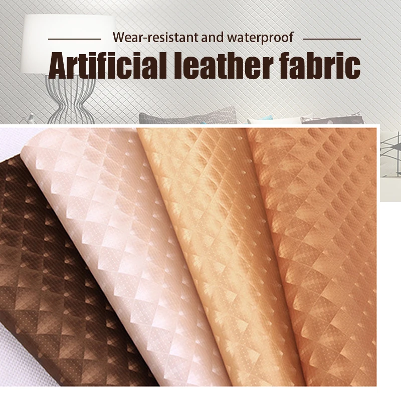 

100*137cm Lattice Texture PU Faux Artificial Synthetic Leather Fabric For Diy Bedside Background Wall Soft Bag Sofa Seat