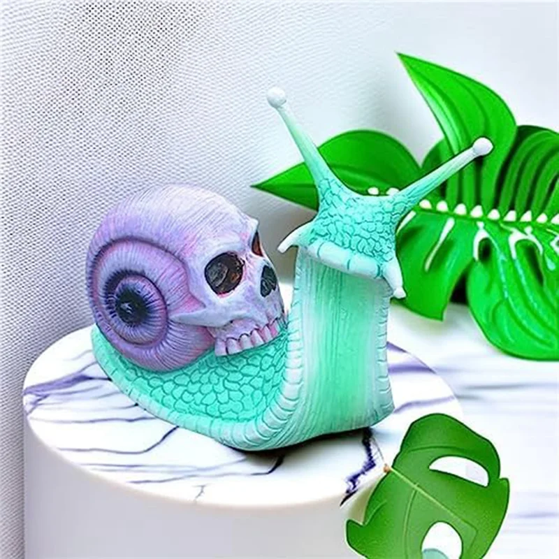 MAKE-Halloween Skull Snail, Skull Sculpture, Home Decor Resin Crafts Outdoor Yard Decoration Skull Art Sculpture Ornament C Dura