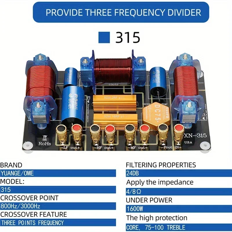 Crossover-Divisor de frecuencia pasivo de 2 vías, altavoces profesionales de 15 pulgadas, accesorios para Dj, altavoz potente, caja de sonido,