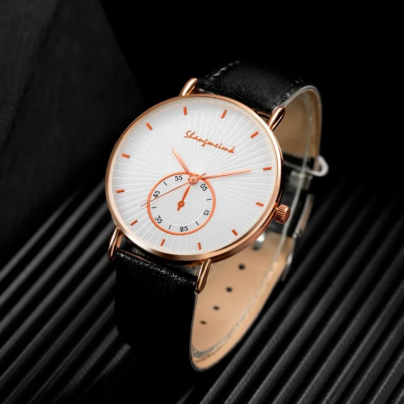 Mens Business  Design Mens Watches Luminous Hand  Leather Watch