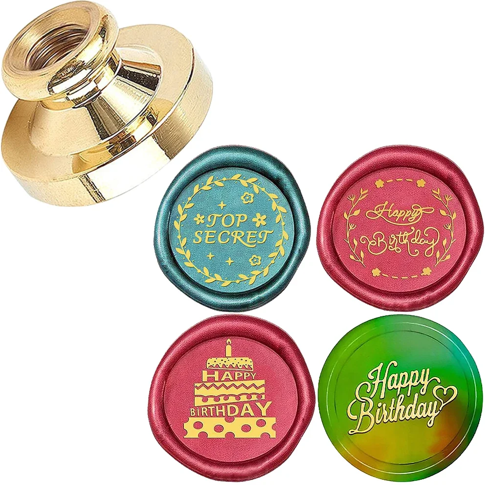 Wax Sealing Stamps Wax Seal Removable,For Envelopes,Invitations,Cards (Top Secrets,Happy Birthday,Birthday Cake,Made With Love)