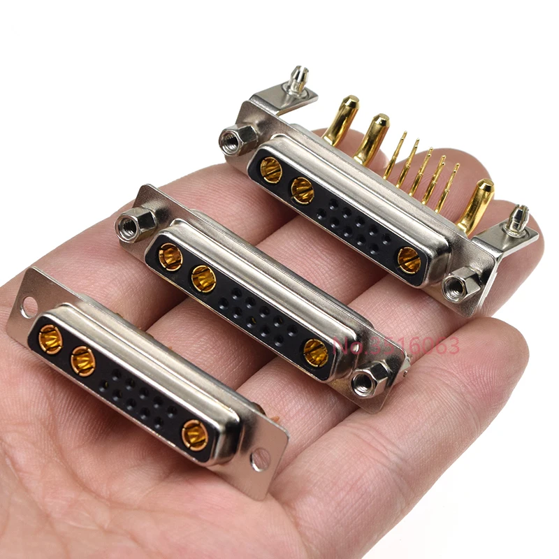 1Pcs 13w3 30A Gold Plated Male Female High Current Power Connector D-Sub Adapter Solder/Plug-in Type 10+3 Plug Jack 13Pin DB