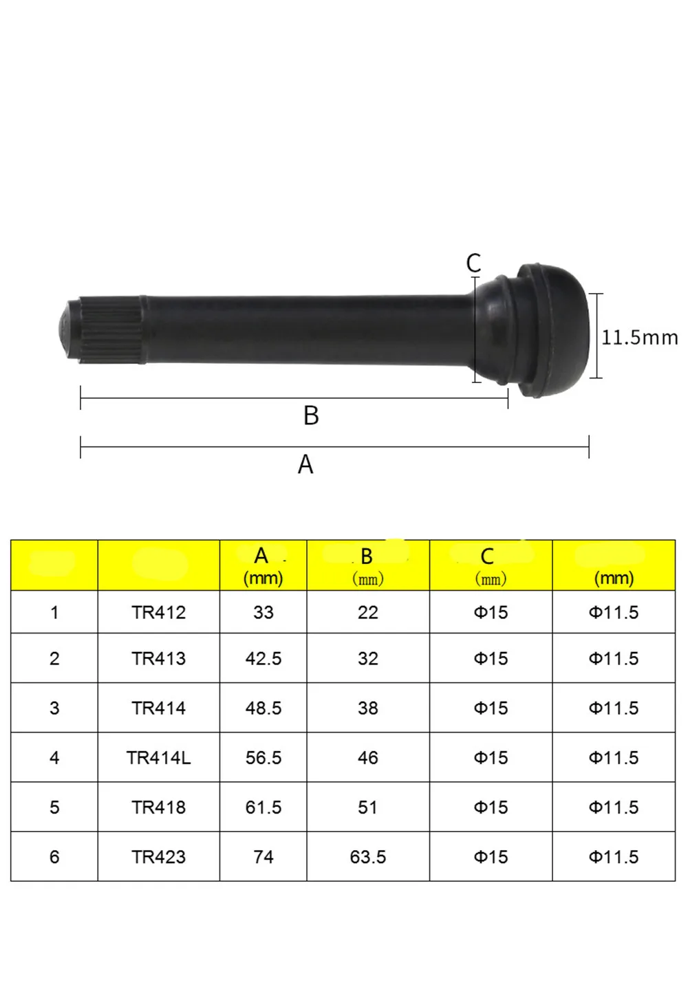 4pc Tr413/414C/412AC/413C  Tr415/418/438 Tubeless Snap-In brass Tire Valve Stem Rubber tyre valve in sleeve for car Motorcycl