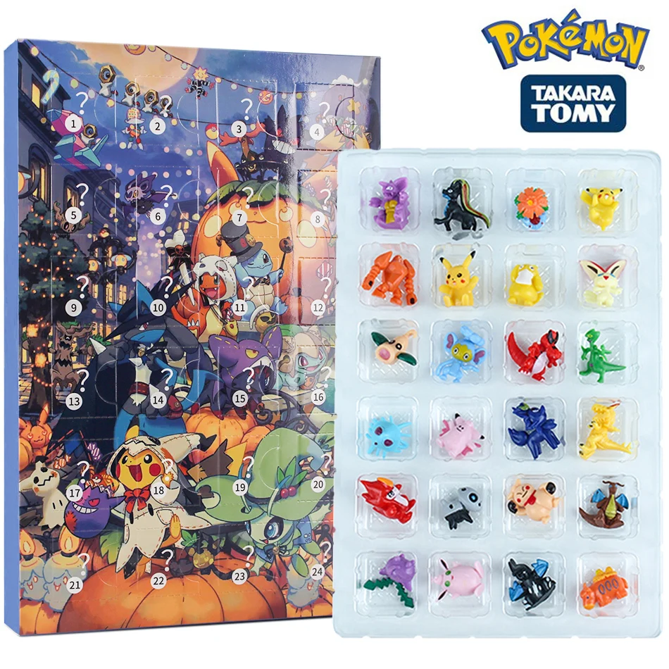 In Stock 24Pcs Set Pokemon Figure Halloween Christmas Advent Calendar Gift Kawaii Pikachu Anime Figural Action PVC Model Kid Toy