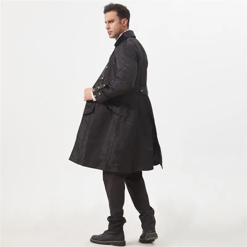 

Средневековое мужское пальто orm Jaet, однотонное пальто с цветочной вышивкой, Хэллоуин, M Sle, летний сезон, No Sve, название бренда