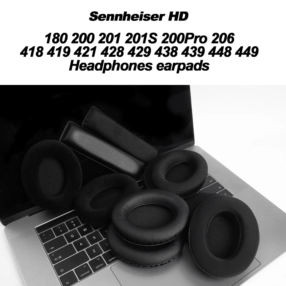 استبدال رغوة بطانة للأذن ل Sennheiser HD 180 200 201 206 418 419 421 428 429 438 439 448 449 سماعات رغوة الذاكرة وسادات الأذن