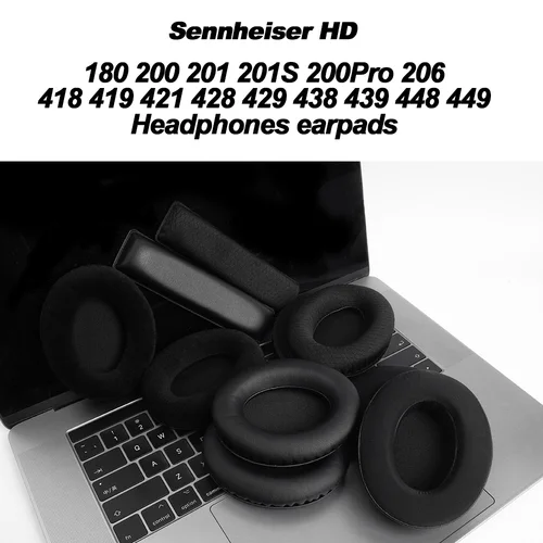 Imagen 2 del producto Almohadillas de espuma de repuesto para auriculares Sennheiser HD 180 200 201 206 418 419 421 428 429 438 439 448 449, almohadillas de espuma viscoelástica