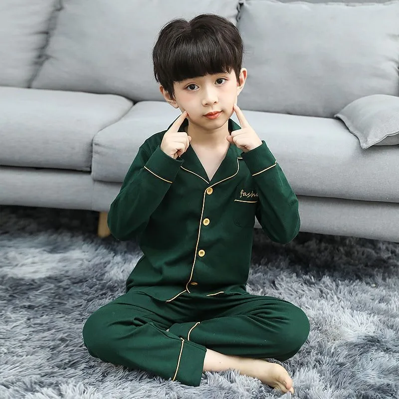 Boys Spring Autumn Pajamas 2025 New Style Summer Home Wear Set Toddler Minimalist Two Piece Outfit