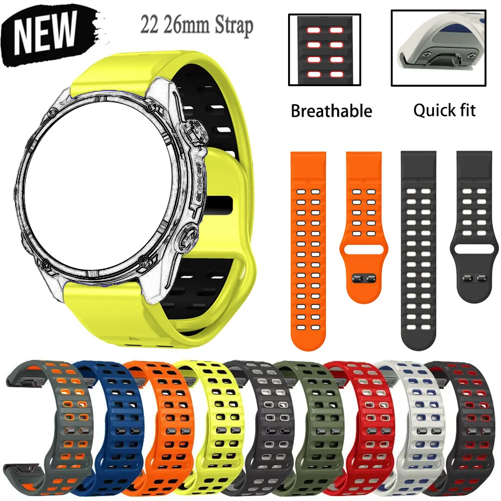 Силиконовый ремешок QuickFit 22/26 мм для Garmin Fenix8 7X 7 Pro 6X 6 Pro 5X 5 Plus Enduro3, браслет-браслет, подход S70-47 мм
