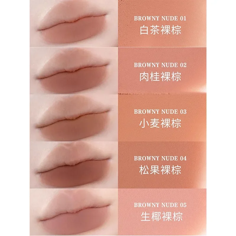 HYNTOOR Black Rabbit Little Black Tube Lip Clay Velvet Matte Lip Glaze Apricot Peach Nude Pink Non-Stick Cup Makeup Cosmetics