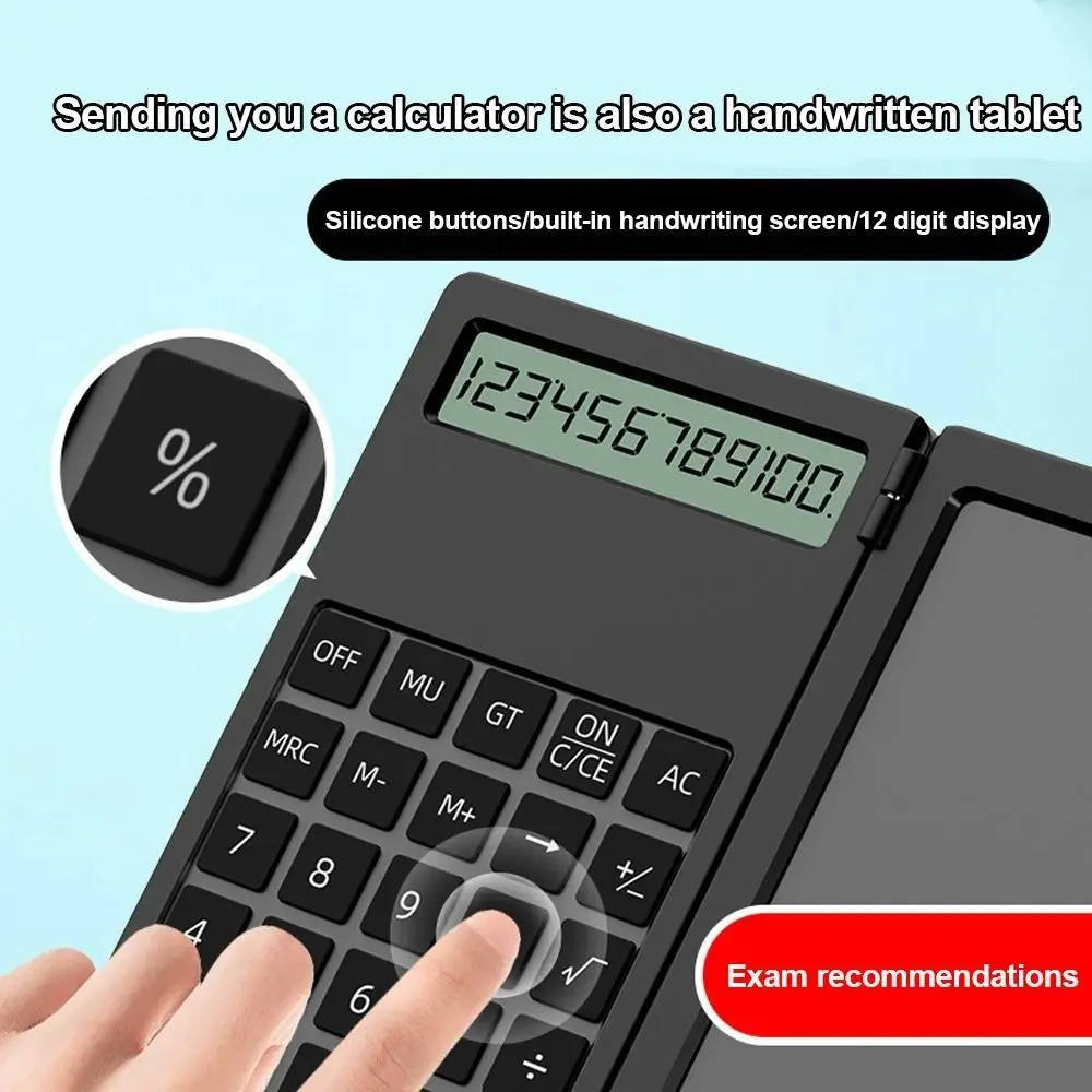 12-Digit Scientific Calculators LCD Notepad Writing Pad Math Calculator Foldable Multifunctional Accounting Calculator Office