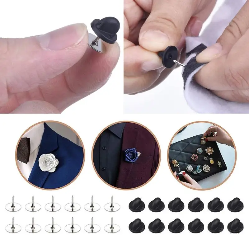 50Set Women for Butterfly Clutch Backings Pin Backs PVC Rubber Pin Backs Tie Tacks Blank Pins PVC Rubber Pin Backs Decor