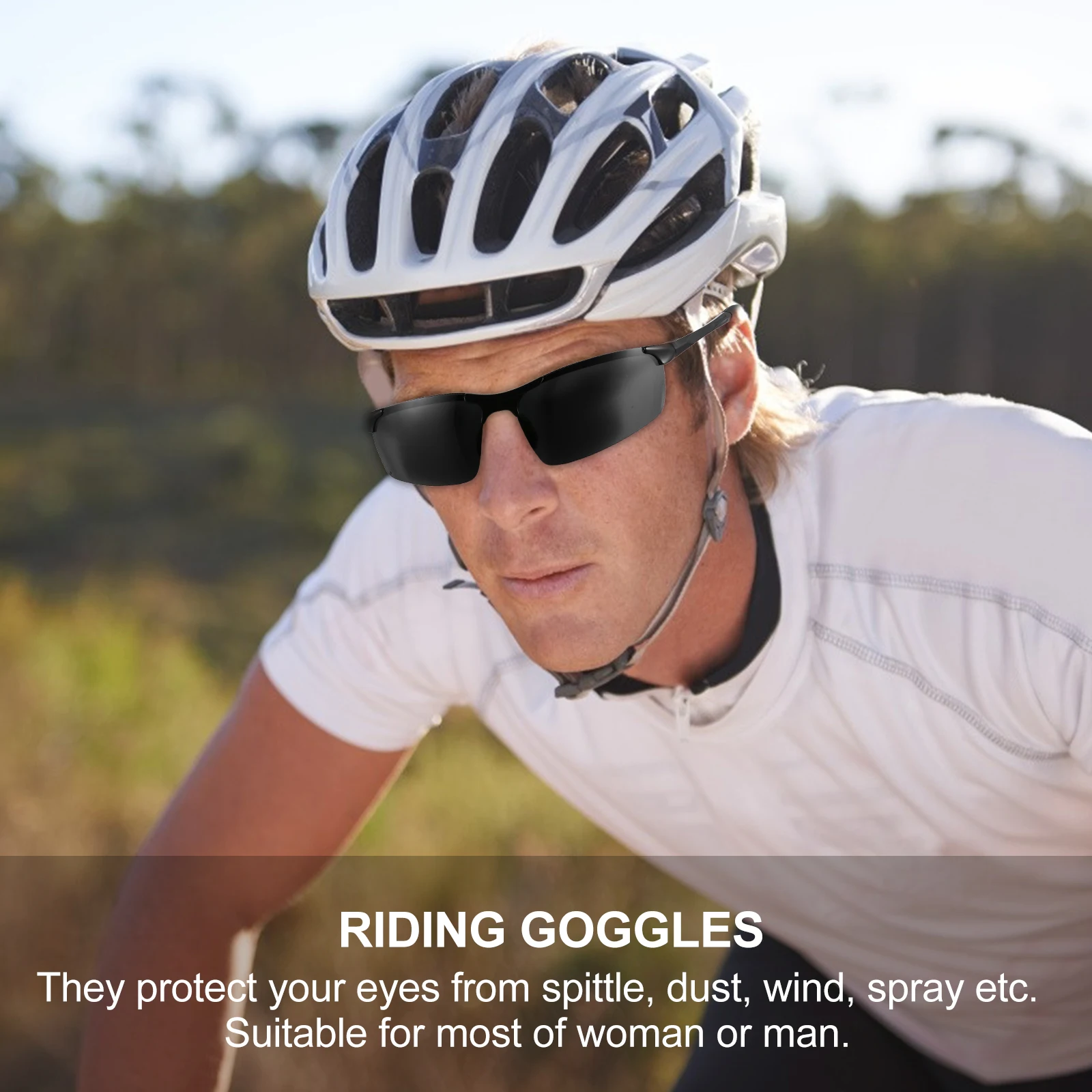 

Men Sunglasses Metal Frame Lightweight UV Protection Riding Goggles Cycling Eyewear Windproof Glasses Motocross