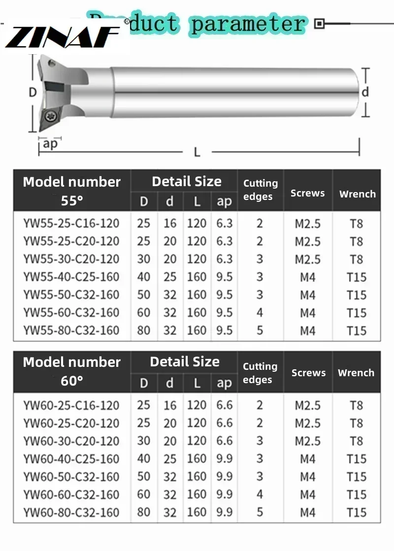 YW45 YW55 YW60 dovetail slotting cutter 45° 55° 60° Angle milling cutter V-slot milling cutter Machine CNC for VCMT080204 DCMT11