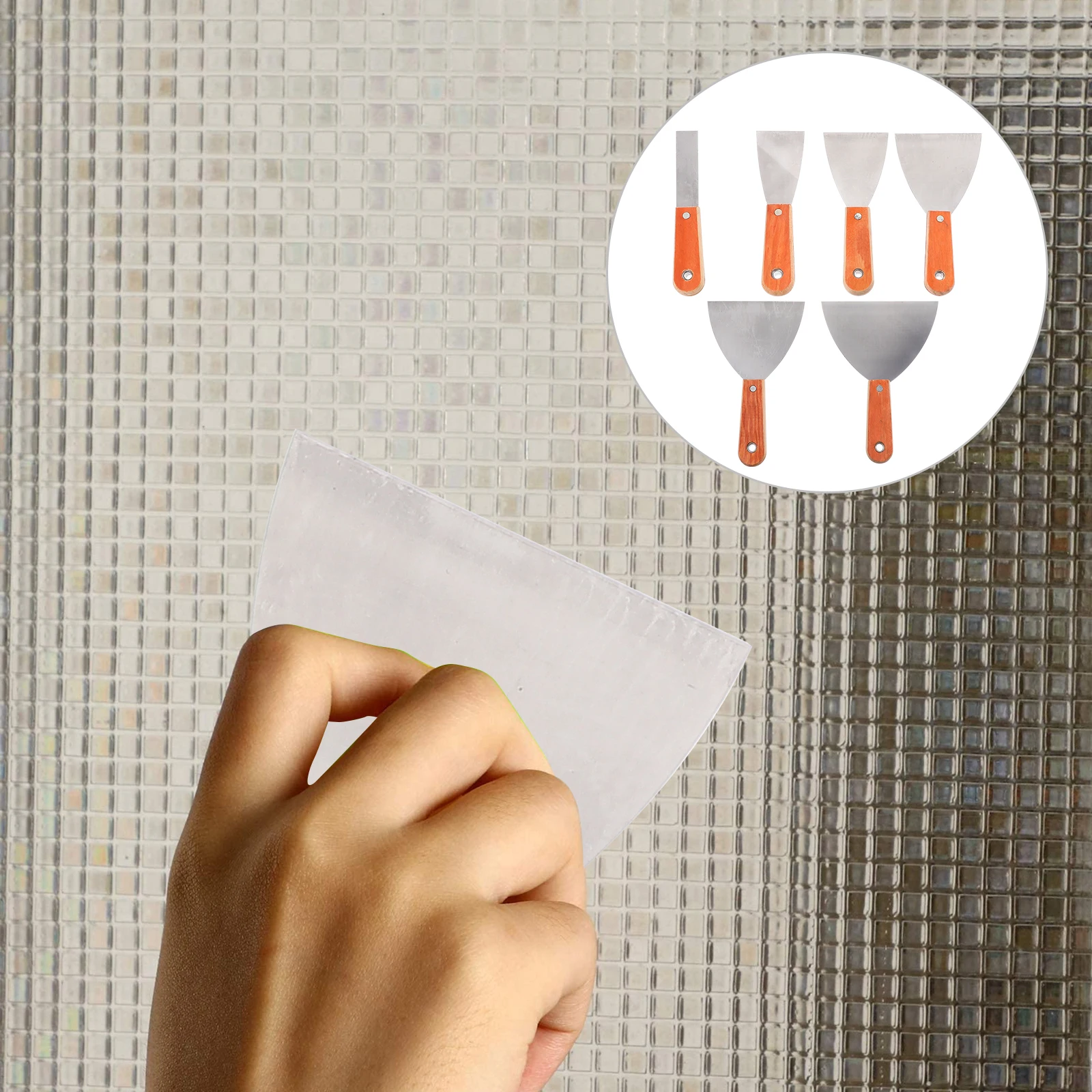 

6 pcs Wood Handle Putty Knife Steel Scraper For Home Repair Drywall Cell Phone Detailing Durable Polished Tool Hand Tools