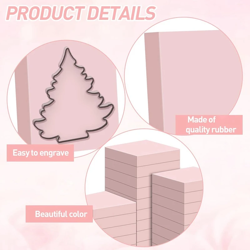 30Pcs Pink Rubber Carving Blocks 2 X 2Inch Rubber Stamp Carving Blocks Soft Rubber Linoleum Block For Stamp Craft