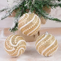 8cm Gold Foam Pearl Christmas Balls Ornament Shatterproof Hanging Christmas Tree Ball Xmas Decorations Navidad Noel