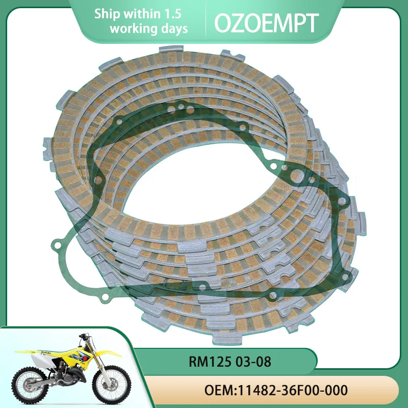 OZOEMPT Motorcycle Clutch Disc Set and Cover Gasket Apply to RM125 03-08