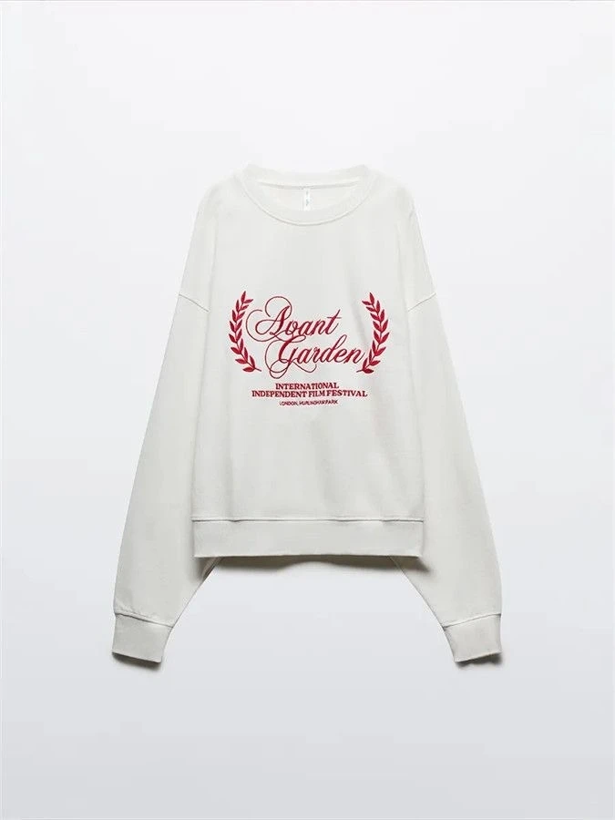 Faionable Casual losse ronde Ne bedrukte letter sweatshirt top dames comfortabele lange Sve Crew Ne Pendelen Sle
