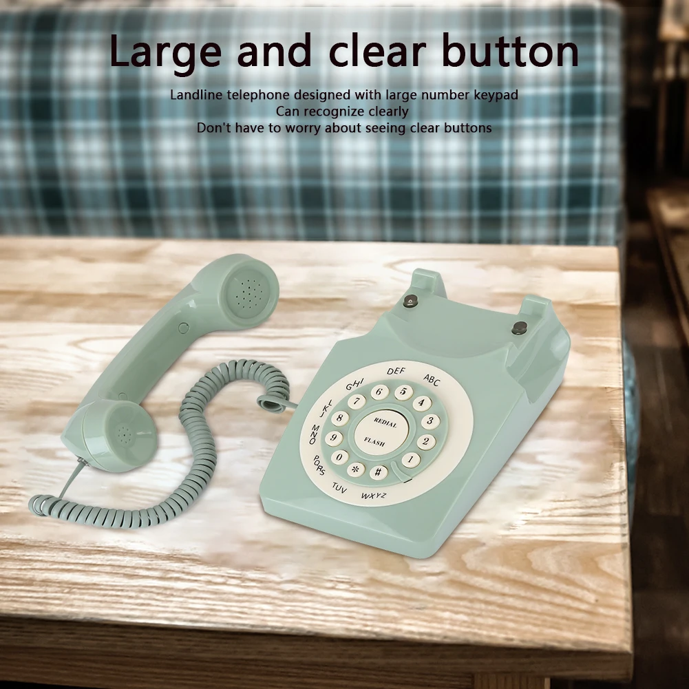 Antique European Vintag Landline Telephone Green High Definition Call Large Clear Button European Telephone Landline Telephone