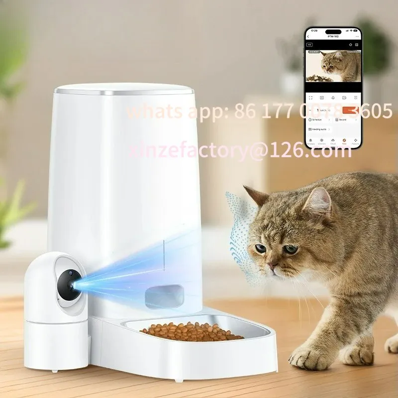 

Customizable 4L Automatic Cat Feeder With 360°Rotating Camera Vedio WiFi Cat Food Dispenser Pet Smart Voice Auto Feeder