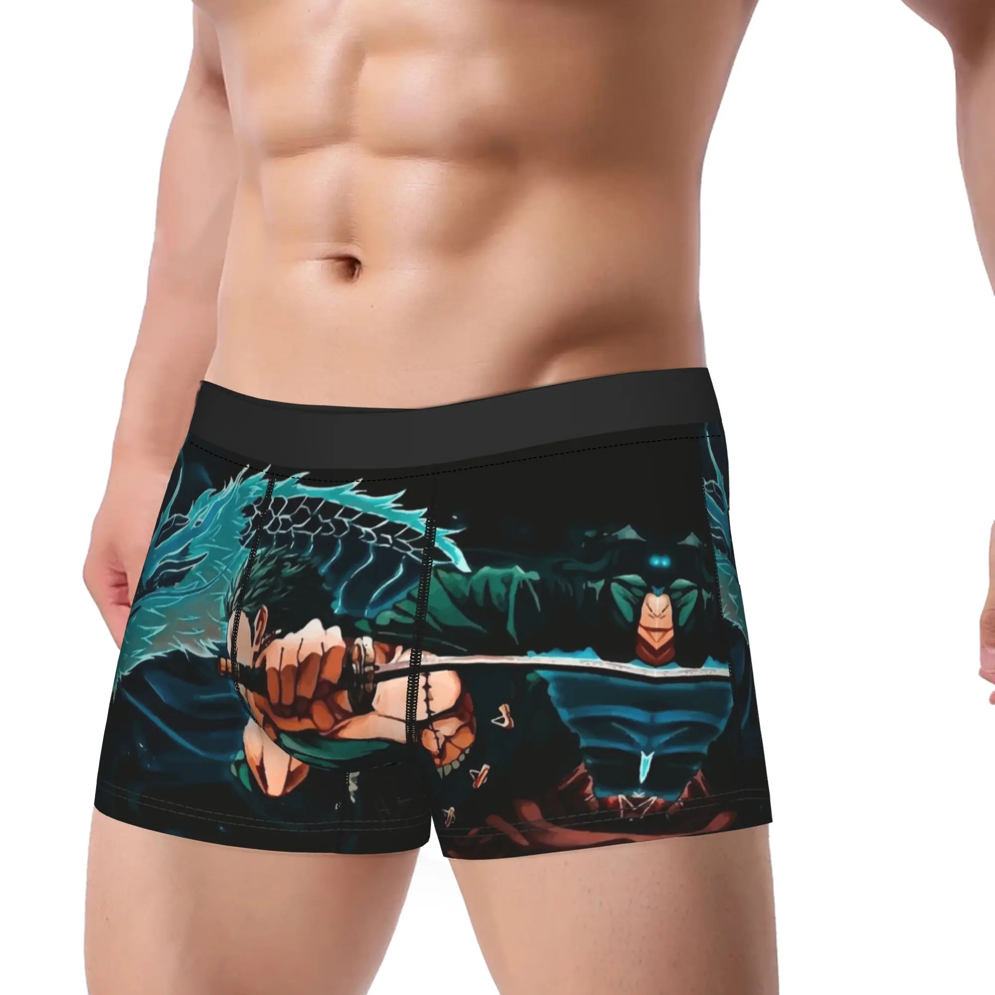 Men Boxer Briefs Shorts Panties Japanese Anime  Polyester Underwear One Pieces Japan Manga Male Printed Plus Size Underpants