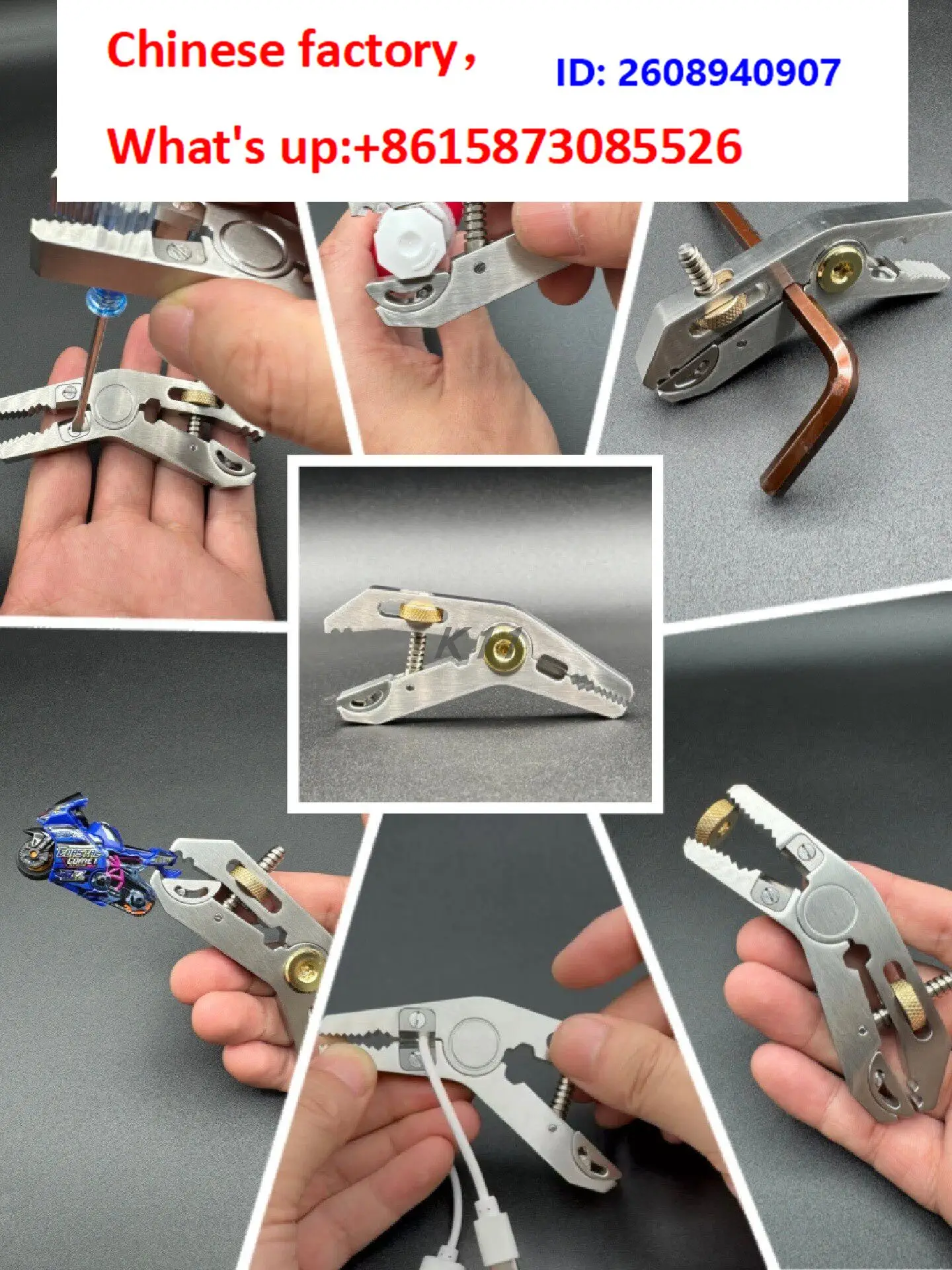 Multifunctional Pocket Pliers Wrench Pliers Clamp EDC Decompression Tool Clamp 5 in 1 Clamp Holder