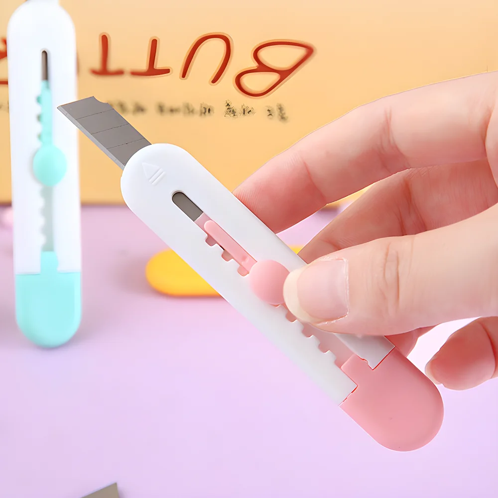 Multifunctional Kawaii Snap Box Cutter Retractable Pocket Small Poster Knives Utility Knife Automatic Mini Tool Pencil Sharpener
