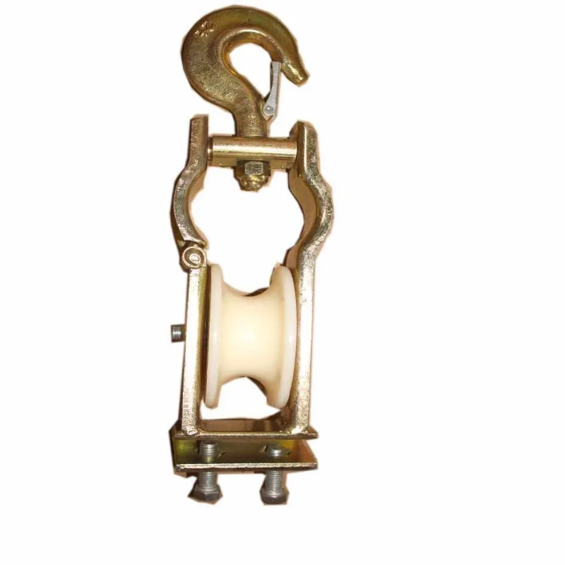 Seat-mounted dual-purpose nylon aluminum pay-off pulley, over-wire pulley, cable pulley