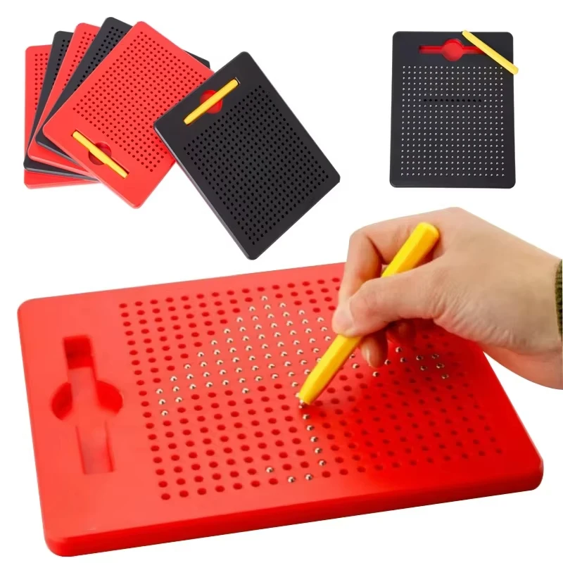 

Magnetic Drawing Board with Beads Stylus Magnet Tablet Pad Kids Erasable Writing Toys Educational Learning Sketch Toy for Child